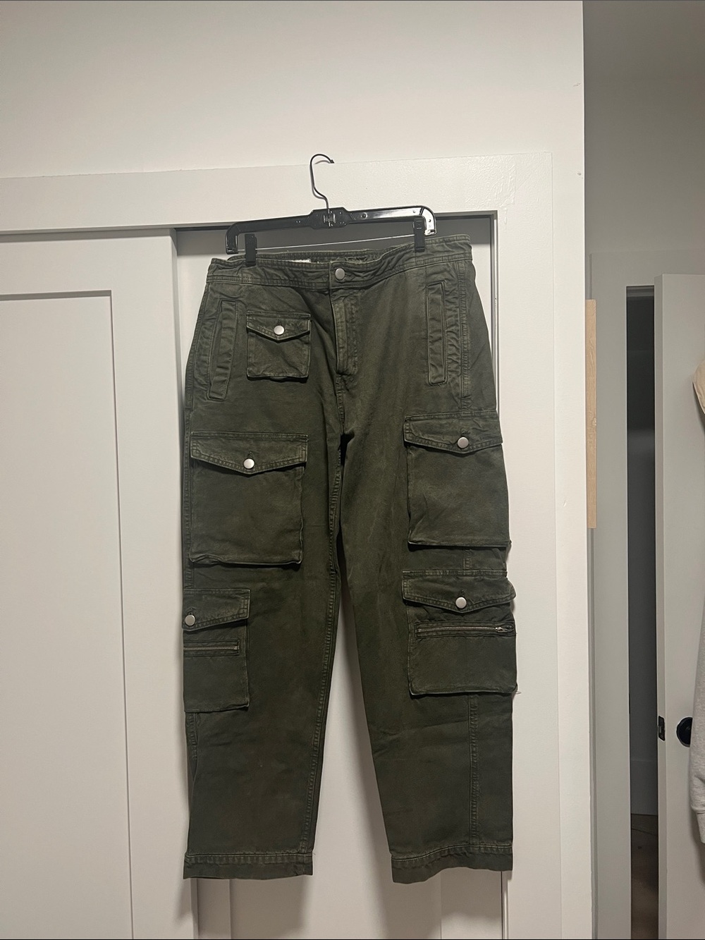Zara Men's Dark Olive Cargo Trousers